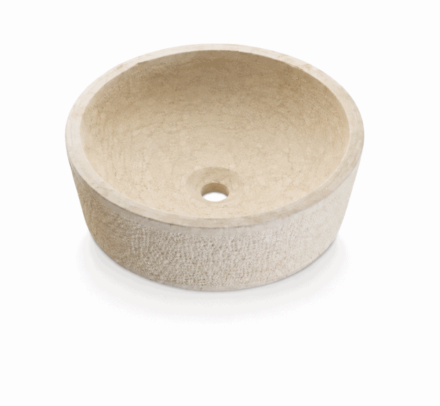 Waskom Natuursteen Van Heck Beige Rond 40,5x13