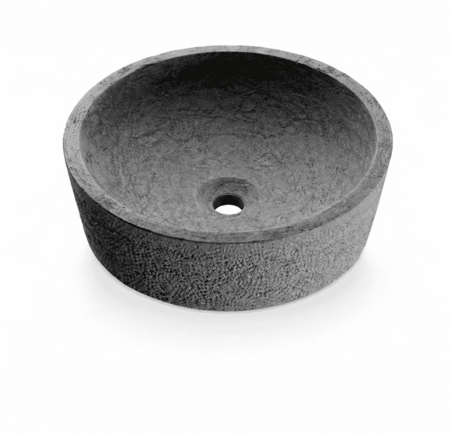 Waskom Natuursteen Van Heck Zwart Rond 40,5 x13