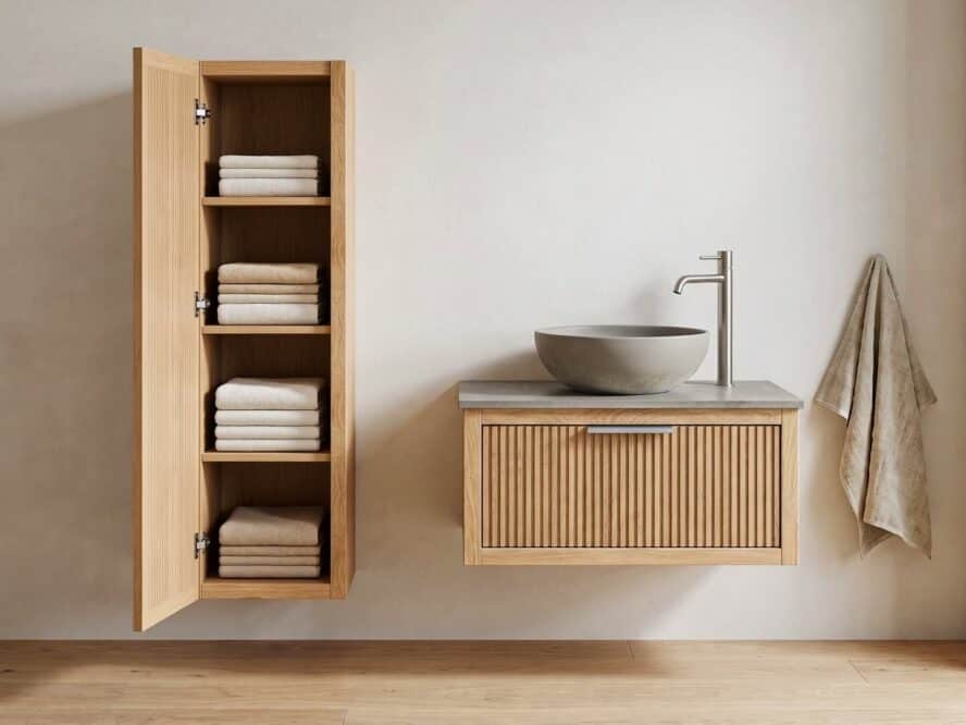 Hoge Kast Open Met Handdoeken Aspect Ratio 4 3