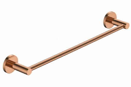 Strakke handdoekstang van 50 cm uit de Grav serie, uitgevoerd in geborsteld koper met duurzame PVD-coating. Ideaal voor het ophangen van handdoeken in de badkamer. Voor wandmontage. De afwerking sluit exact aan bij de geborsteld koperen PVD-afwerking