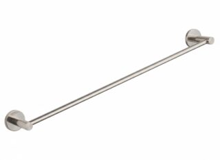 Strakke handdoekstang van 40 cm uit de Grav serie, uitgevoerd in geborsteld nikkel. Ideaal voor het ophangen van handdoeken in de badkamer. Voor wandmontage. De afwerking sluit exact aan bij de mat zwarte van de Van Heck kranen.