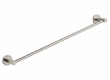 Strakke handdoekstang van 40 cm uit de Grav serie, uitgevoerd in geborsteld nikkel. Ideaal voor het ophangen van handdoeken in de badkamer. Voor wandmontage. De afwerking sluit exact aan bij de mat zwarte van de Van Heck kranen.