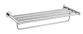 Stijlvol handdoekrek met geïntegreerde handdoekstang uit de Grav serie, uitgevoerd in geborsteld nikkel. Biedt ruimte voor het opbergen en ophangen van handdoeken. Voor wandmontage. De afwerking sluit exact aan bij de mat zwarte van de Van Heck krane