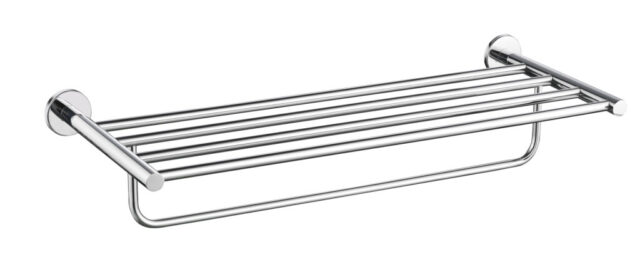 Stijlvol handdoekrek met geïntegreerde handdoekstang uit de Grav serie, uitgevoerd in geborsteld nikkel. Biedt ruimte voor het opbergen en ophangen van handdoeken. Voor wandmontage. De afwerking sluit exact aan bij de mat zwarte van de Van Heck krane