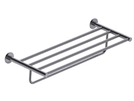 Stijlvol handdoekrek met geïntegreerde handdoekstang uit de Grav serie, uitgevoerd in black gun metal met duurzame PVD-coating. Biedt ruimte voor het opbergen en ophangen van handdoeken. Voor wandmontage. De afwerking sluit exact aan bij de black gun