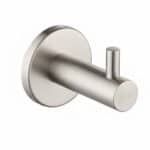Strakke Grav Handdoekhaak voor de badkamer/toilet, uitgevoerd in geborsteld nikkel. Geschikt voor het ophangen van handdoeken en badjassen. Voor wandmontage. De afwerking sluit exact aan bij de mat zwarte van de Van Heck kranen.
