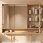 spiegelkast 120 met extra regaal in naturel eiken