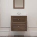 Hangend modern badmeubel 70 cm donker eiken met vlak front en twee softclose lades