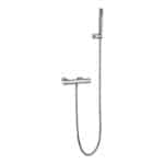 Thermostatische douchekraan in chroom, geleverd als complete set met handdouche, doucheslang van 180 cm en wandhouder. Uit de Riva Bella serie, verkrijgbaar in 6 kleuren en geleverd met 5 jaar garantie.