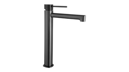 Verhoogde wastafelkraan in black gun metal met duurzame PVD-coating. Onderdeel van de Genève serie, ambachtelijk uit één stuk massief messing vervaardigd en verkrijgbaar in 6 kleuren. Voorzien van 5 jaar garantie.