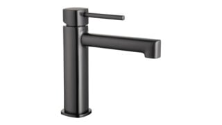 Wastafelkraan laag in black gun metal met duurzame PVD-coating. Onderdeel van de Lugano serie, ambachtelijk uit één stuk massief messing vervaardigd en verkrijgbaar in 6 kleuren. Voorzien van 5 jaar garantie.