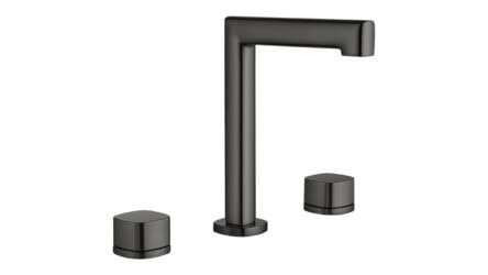 2-hendel wastafelkraan in black gun metal met duurzame PVD-coating. Onderdeel van de Lugano serie, ambachtelijk uit één stuk massief messing vervaardigd en verkrijgbaar in 6 kleuren. Voorzien van 5 jaar garantie.