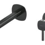 Inbouw muurwastafelkraan in black gun metal met duurzame PVD-coating, geleverd inclusief inbouwdeel. Onderdeel van de Lugano serie, ambachtelijk uit één stuk massief messing vervaardigd en verkrijgbaar in 6 kleuren. Voorzien van 5 jaar garantie.