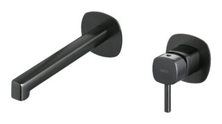 Inbouw muurwastafelkraan in black gun metal met duurzame PVD-coating, geleverd inclusief inbouwdeel. Onderdeel van de Lugano serie, ambachtelijk uit één stuk massief messing vervaardigd en verkrijgbaar in 6 kleuren. Voorzien van 5 jaar garantie.