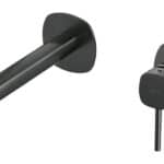 Inbouw muurwastafelkraan in black gun metal met duurzame PVD-coating, geleverd inclusief inbouwdeel. Onderdeel van de Genève serie, ambachtelijk uit één stuk massief messing vervaardigd en verkrijgbaar in 6 kleuren. Voorzien van 5 jaar garantie.