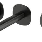 2-hendel inbouw muurwastafelkraan in black gun metal met duurzame PVD-coating, geleverd inclusief inbouwdeel. Onderdeel van de Genève serie, ambachtelijk uit één stuk massief messing vervaardigd en verkrijgbaar in 6 kleuren. Voorzien van 5 jaar garan