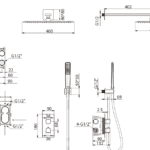 Thermostatische inbouw doucheset in chroom, geleverd als complete set met handdouche en doucheslang, inclusief inbouwdeel. Uitgevoerd met muuraansluiting. Onderdeel van de Lugano serie, uitgevoerd in massief messing en verkrijgbaar in 6 kleuren. Voor