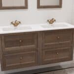 Hangend modern badmeubel 140 cm donker eiken met vlak front en twee softclose lades