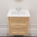 Hangend modern badmeubel 60 cm naturel eiken met vlak front en twee softclose lades