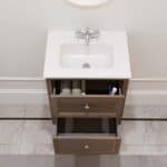 Hangend modern badmeubel 60 cm donker eiken met vlak front en twee softclose lades