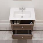 Hangend modern badmeubel 70 cm donker eiken met vlak front en twee softclose lades